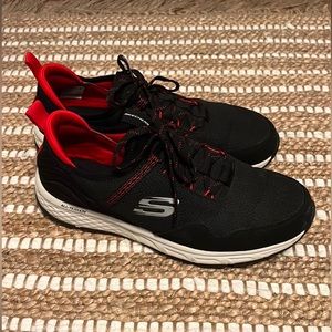 Skechers All Terrain Black & Red Sneakers, Mens Size 11.5, Memory Foam Sole